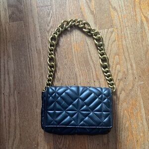 Black Quilted Gold Chain Shoulder Bag